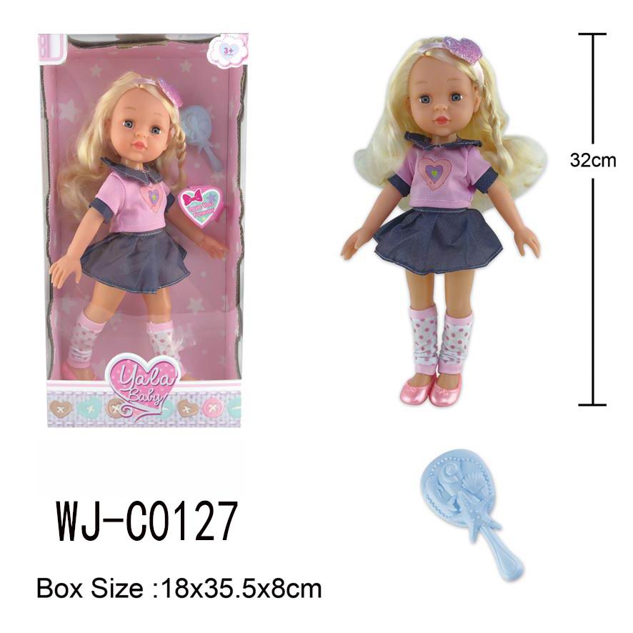Кукла ABtoys Времена года 32 см в розовой кофте и джинсовой короткой юбке PT-01855