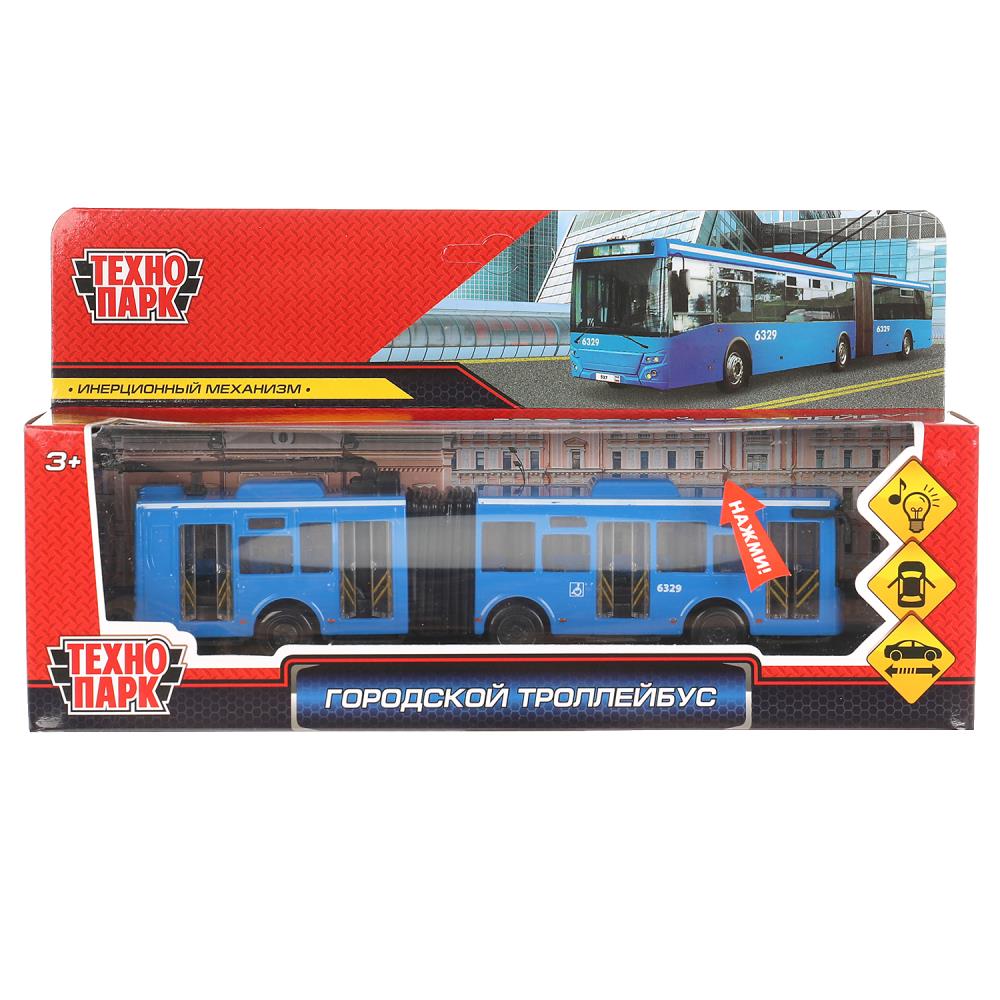 Машина металлическая свет-звук "Городской Троллейбус", 19 см. синий Технопарк TROLLRUB-19SL-BU
