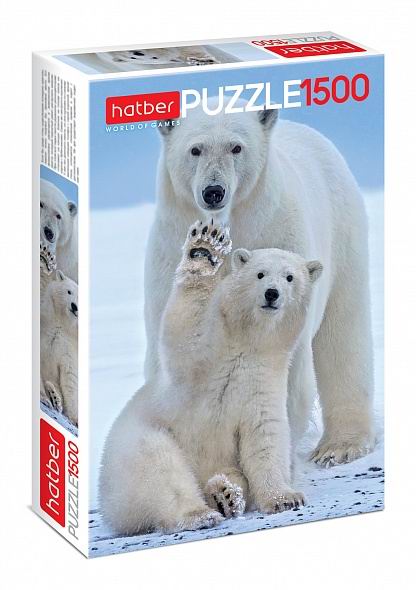 Пазл Hatber Белые медведи 1500 элементов, формат А2 480х670мм 078342