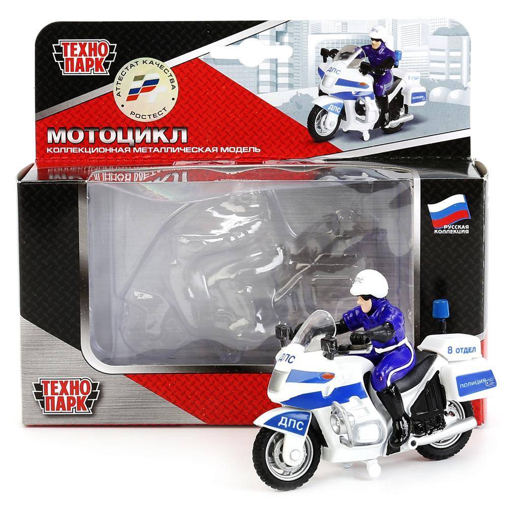 Мотоцикл металл. на инерции Дпс Полиция, с полицейским Технопарк CT-1247