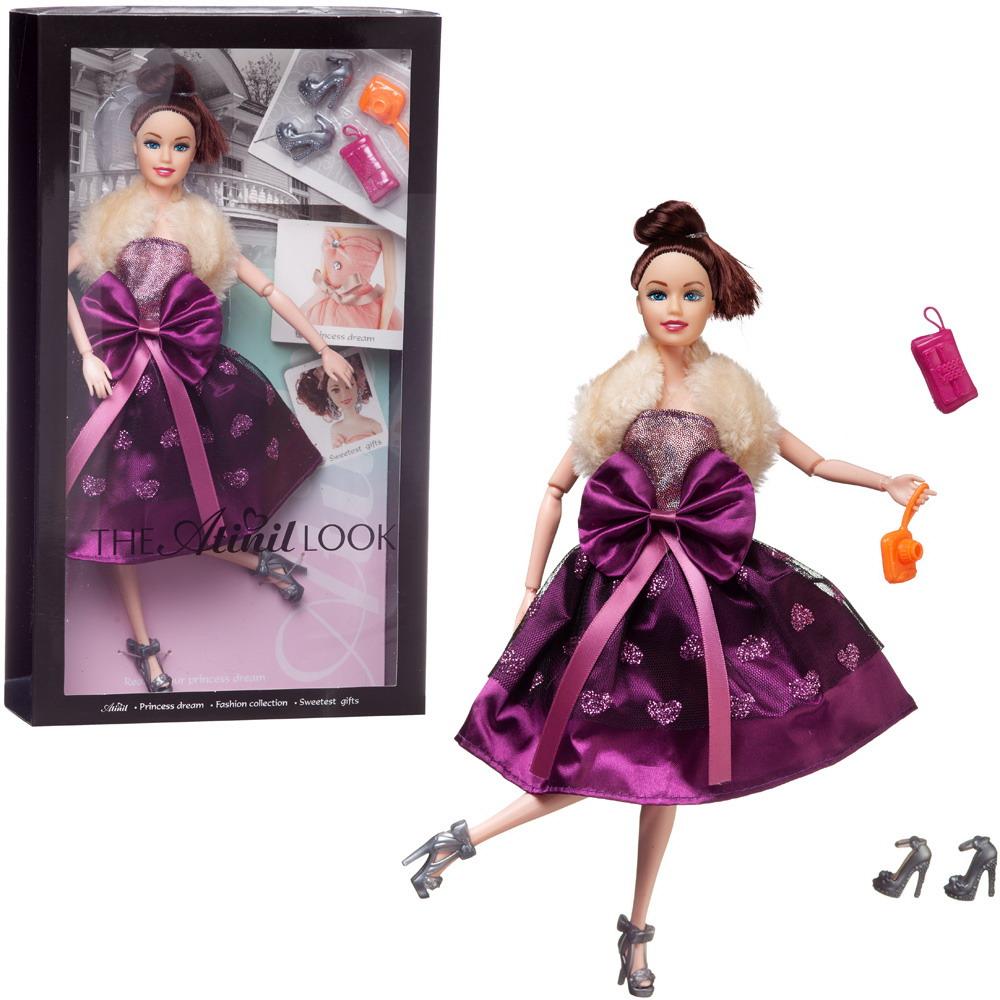Кукла Junfa Atinil Модный показ (в сиреневом платье с меховой накидкой) 28см WJ-21561/сиреневое
