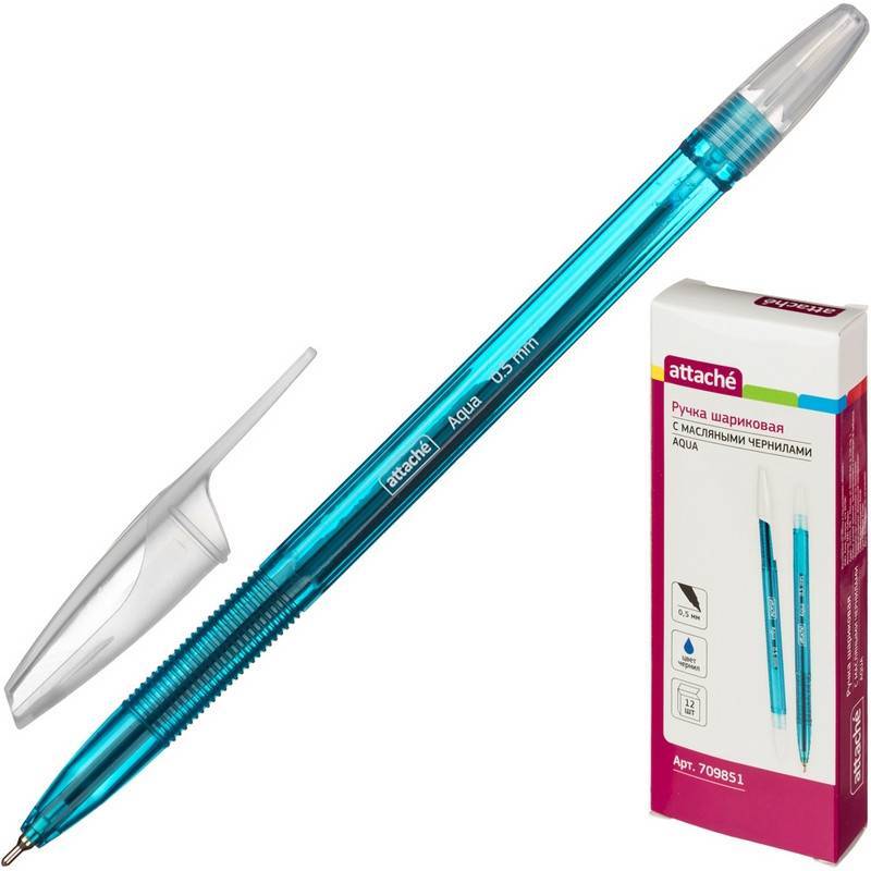 Ручка шариковая Attache Aqua синяя (толщина линии 0.5 мм) 709851