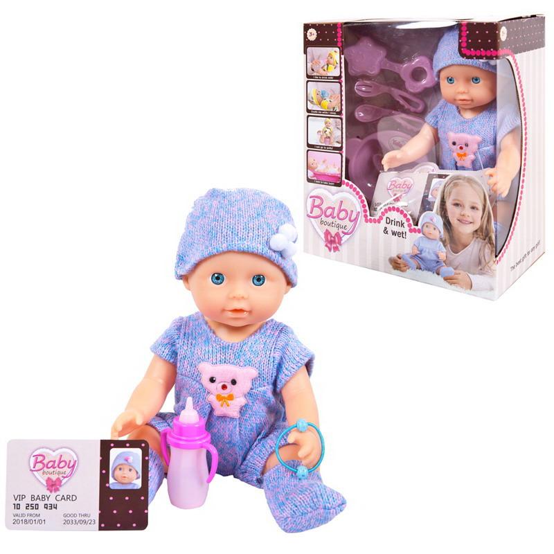 Кукла ABtoys Baby boutique Пупс в фиолетовой одежде 25 см, пьет и писает PT-01035/фиолетовая
