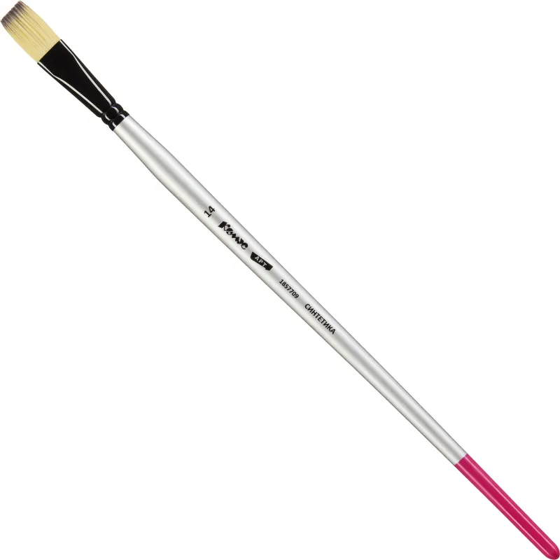 Кисть художественная Комус Арт синтетика средн.жест,плоск,№14,длинная ручка 1857709