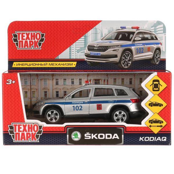 Машина металл "Skoda Kodiaq Полиция" 12 см. открываются двери, багажник Технопарк KODIAQ-P