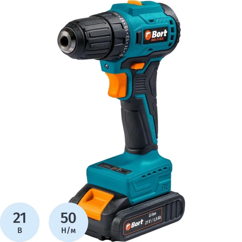 Дрель-шуруповерт аккум. бесщет. BORT BAB-21-BLK, 2АКБ(1,5Ач) (93413526) 1681514