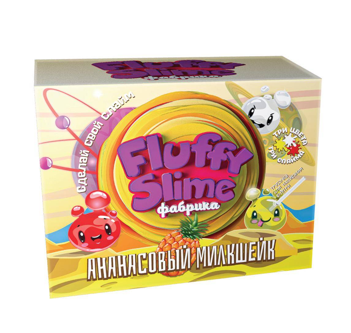 Флаффи слайм-фабрика "Ананасовый милкшейк" 3 слайма 3 цвета Инновации для Детей 888пл