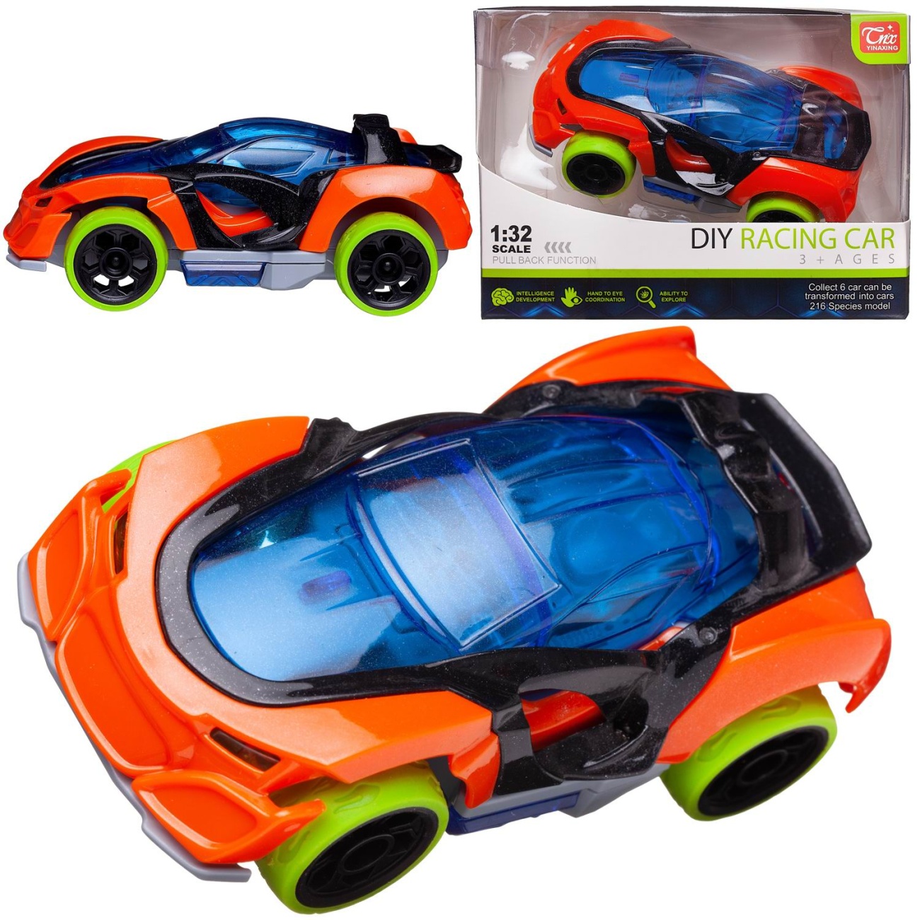 Машинка Junfa спортивная инерционная оранжевая 12,5х6х4,5 см WE-13462