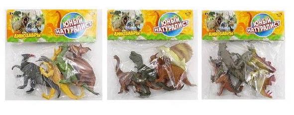 Игровой набор "Юный натуралист" Фигурки динозавров, 4 штуки (в асс.: 3 вида) ABtoys (АБтойс) PT-01287
