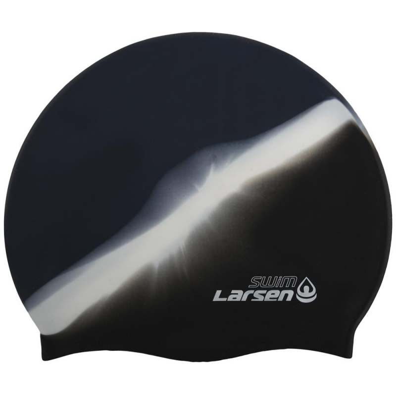 Шапочка для плавания Шапочка плавательная Larsen MC35, силикон, черн/бел 1311000