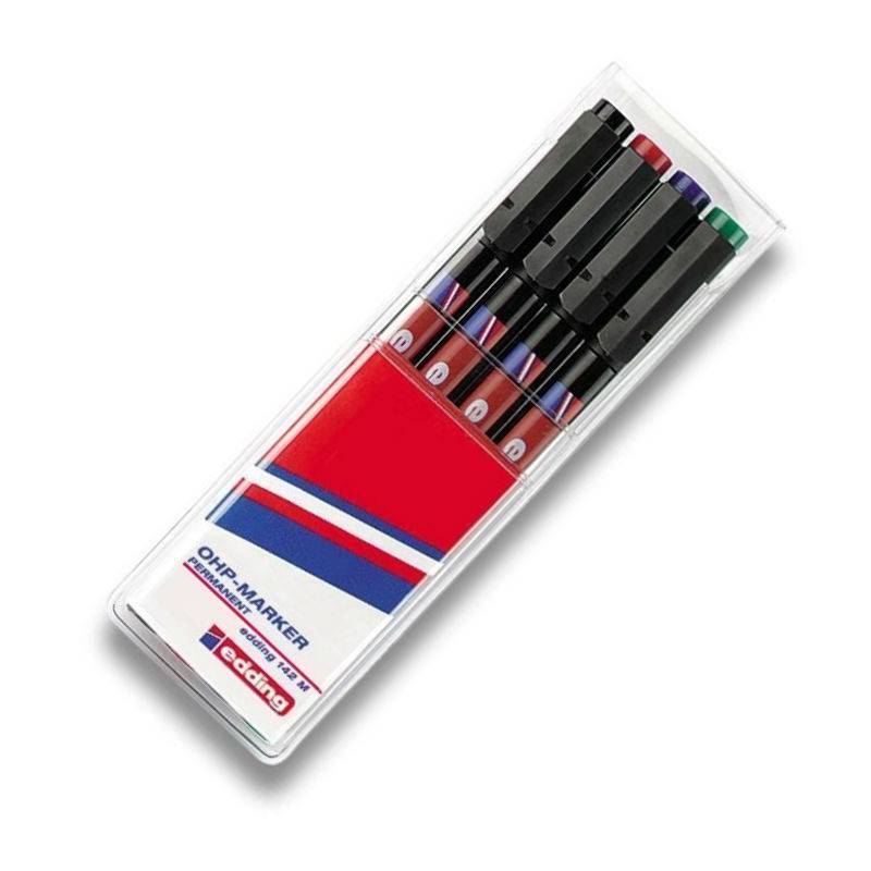 Набор маркеров Edding E-142 М/4 для глянцевых поверхностей и пленок 4 цвета (1 мм) E-142/4S 45541
