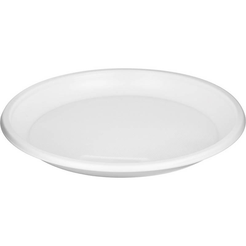 Тарелка одноразовая пластиковая 205 мм белая 100 штук в уп Комус Бюджет 661998