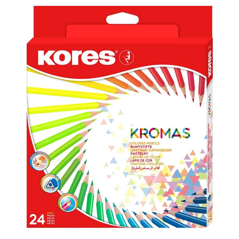 Карандаши цветные Kores Kromas 24 цвета трехгранные 93392 1054856