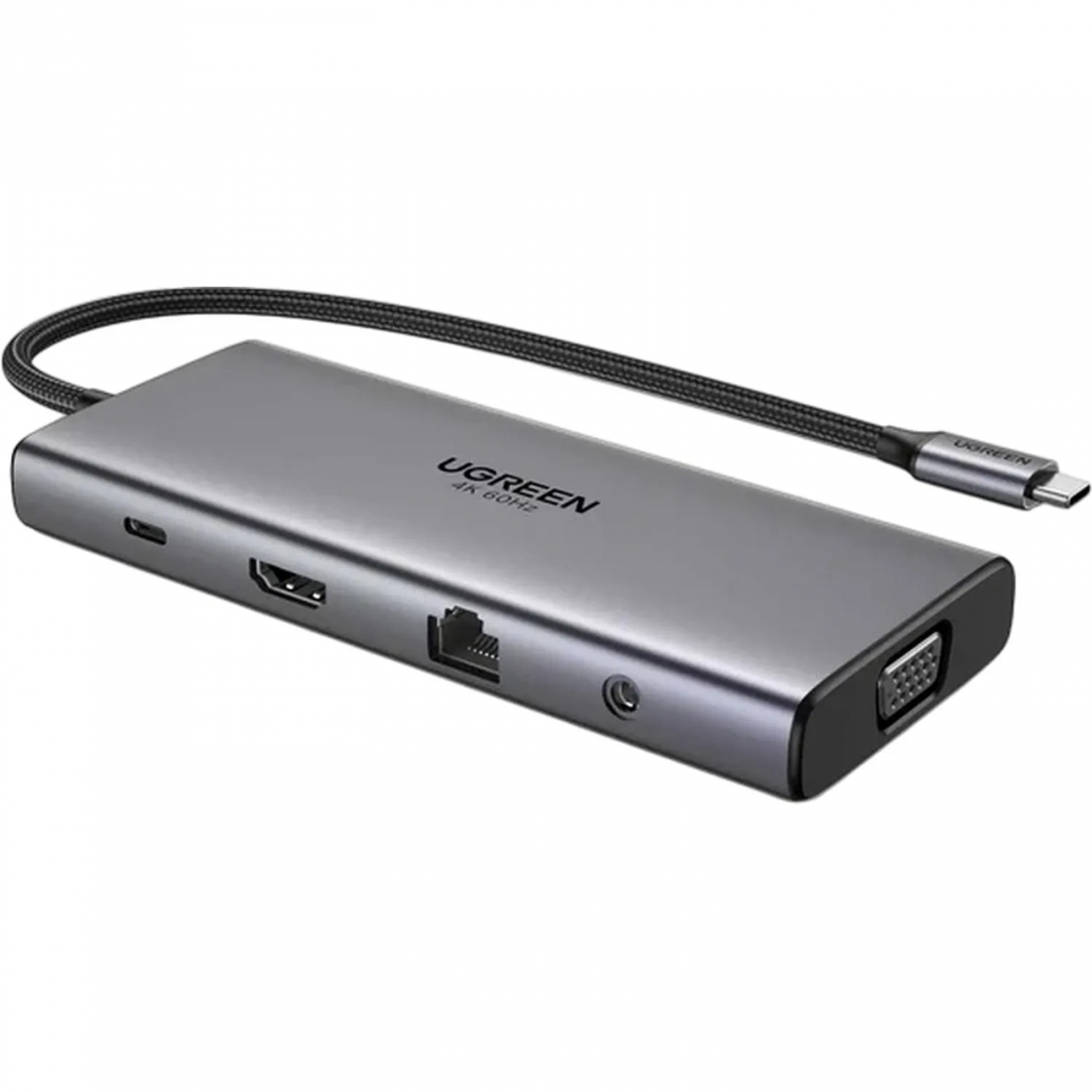 Разветвитель USB UGREEN CM639(45520)11в1 HDMI+VGA+RJ45+SD/TF+AUX+PD сер 2421324 45520_