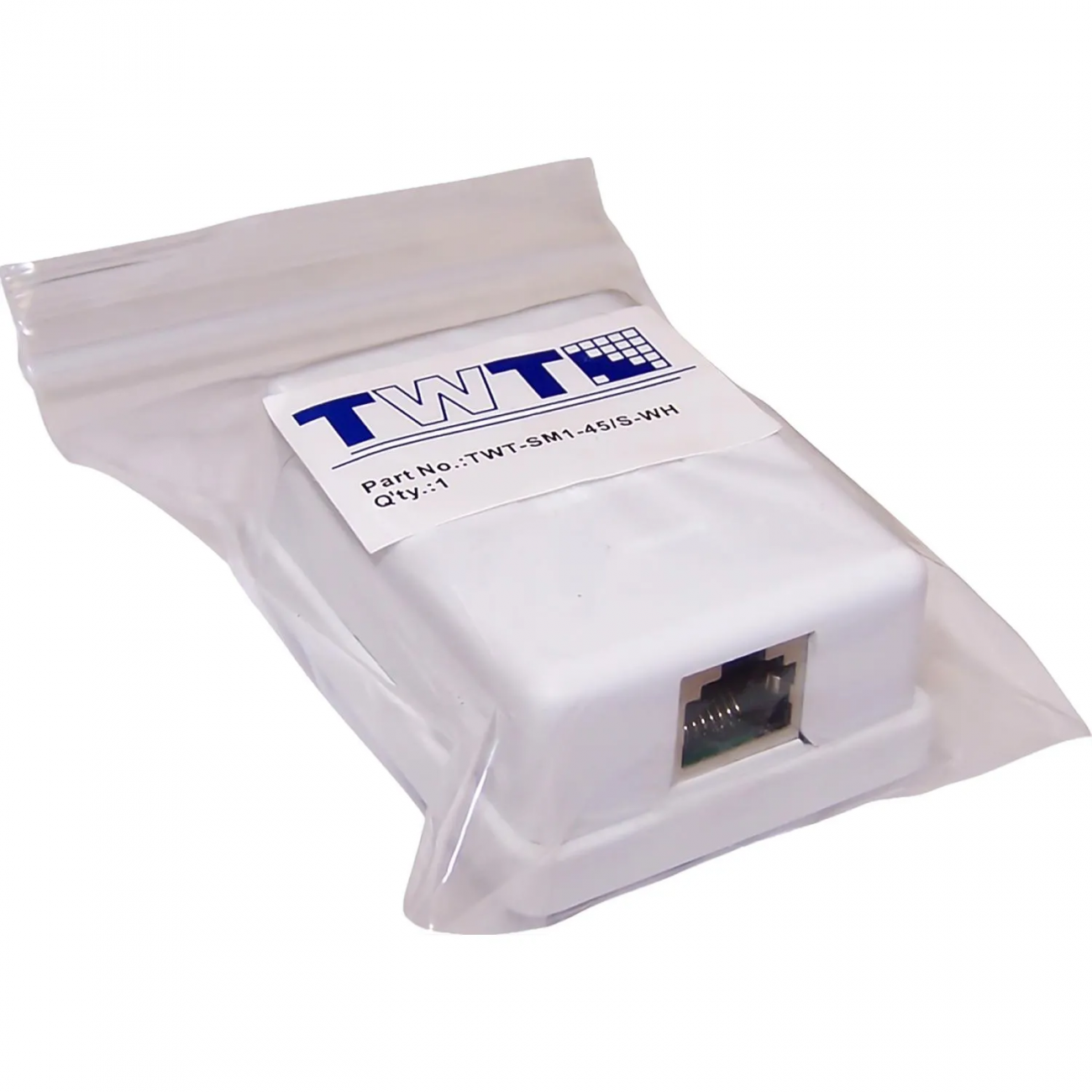 Розетка настенная TWT TWT-SM1-45/S-WH, 1 порт RJ-45 кат. 5е, STP, белая 2239381