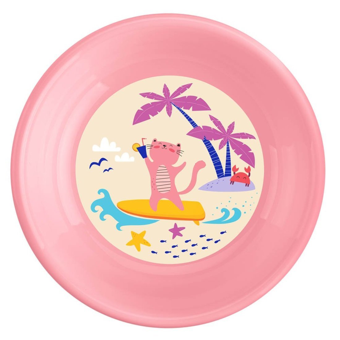 Тарелка глубокая детская с декором 185 мм Розовый Пластишка 431322405