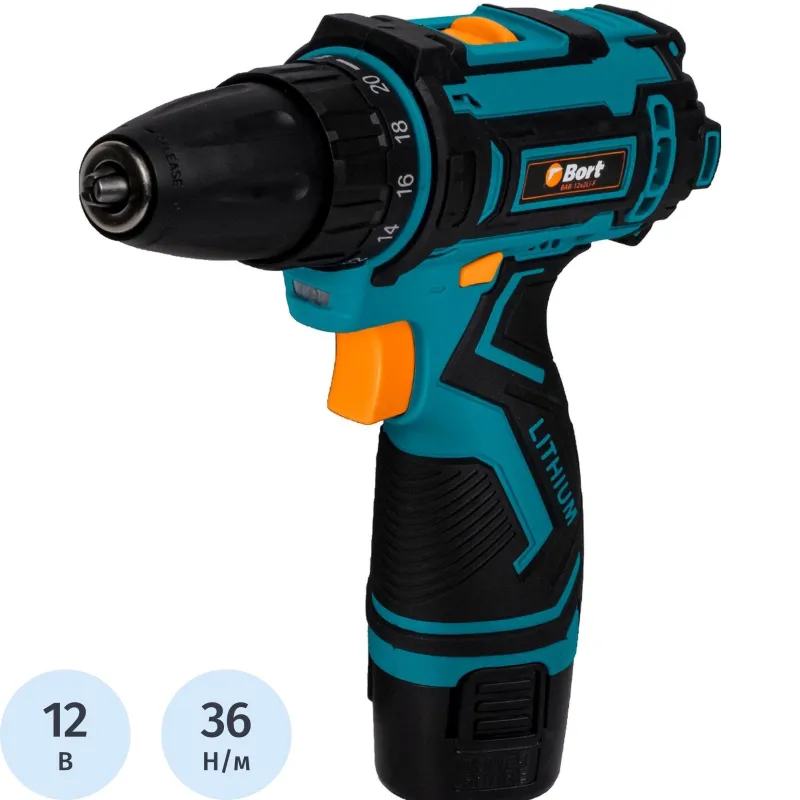Дрель-шуруповерт аккумуляторная BORT BAB-12x2Li-F 1622341 93413083