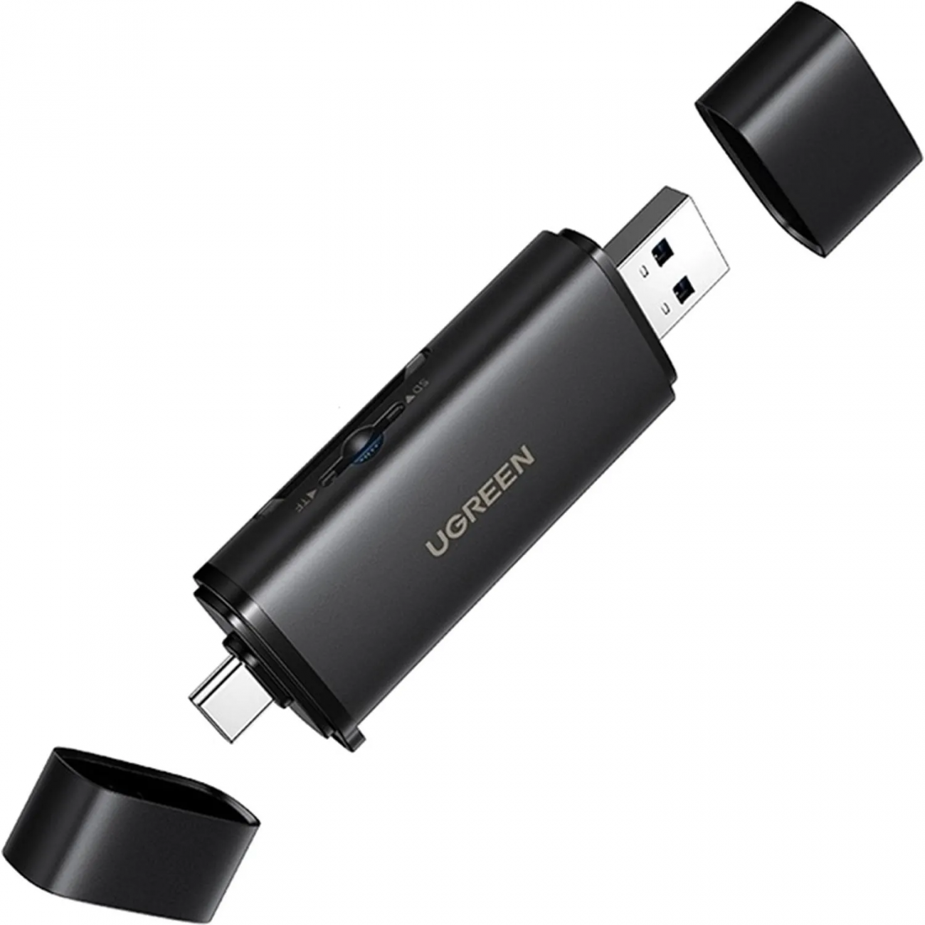 Картридер UGREEN CM803 (65024)на два слота 2-in-1 USB-C - USB-A SD черный 2421328 65024_
