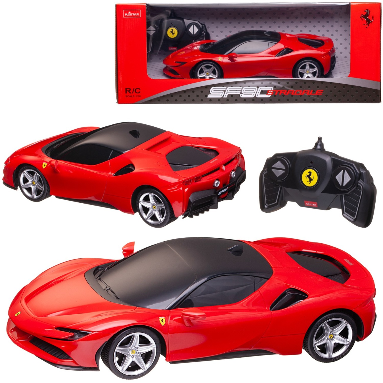 Машина р/у 1:18 Ferrari SF90 Stradale 2,4G, цвет красный, фары светятся, 25.9х12.7х7 RASTAR 97500R