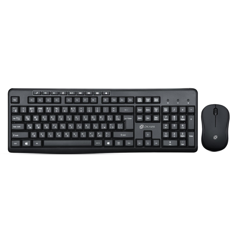 Набор клавиатура+мышь Oklick 225M клав:черный мышь:черный USB беспр 1450129