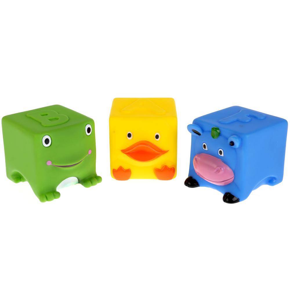 Игрушки пластизоль для купания: 3 кубика (Abf) пищалка Играем вместе LNX27-28-32