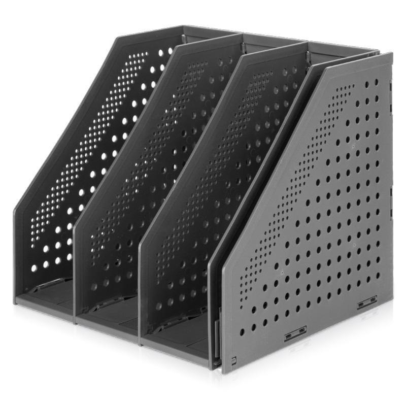 Вертикальный накопитель Deli 78996DGrey складной 4 отделения темно-серый 1408477