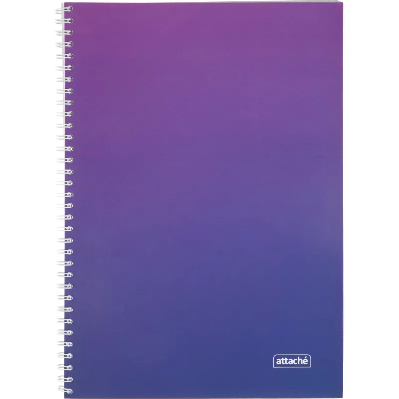 Тетрадь общая А4 96л Attache Градиент Фиолет клетка, 65г, греб, УФ-лак 1919313
