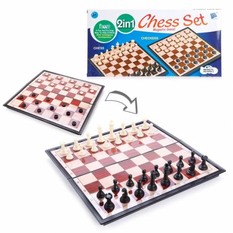 2в1 магнитные шашки, шахматы, поле 39*39 см, настольная игра Shantou Gepai 8008-2