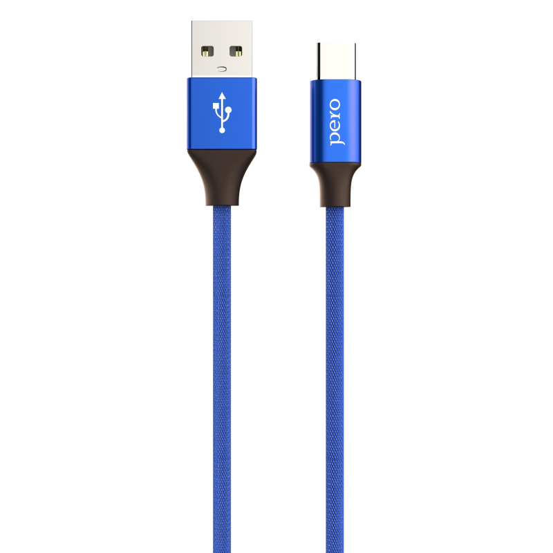 Кабель USB PERO DC-02 Type-C, 2А, 1м, синий Pero  1598851 4603740875363