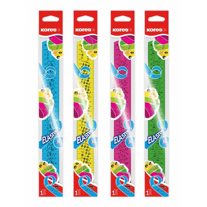 Линейка 30см Kores пластиковая повышенной гибкости цвет ассорти 42160 1337954