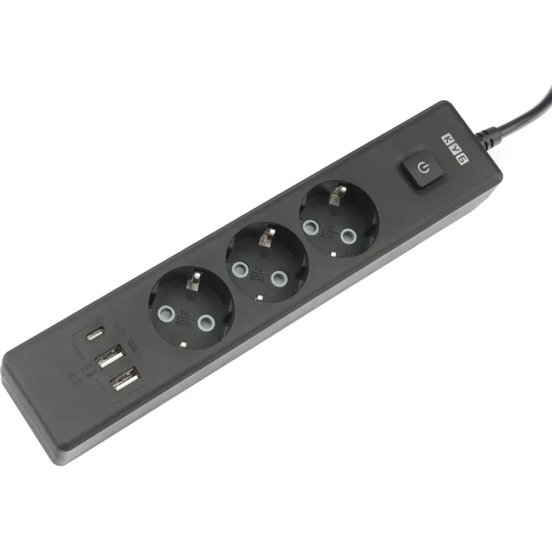 Удлинитель Power Cube, 3р с/з вык.3USB, 3500 Вт, 16А,1.9 м, 3x1,0 (черный) 2078017 PC-6B-2M
