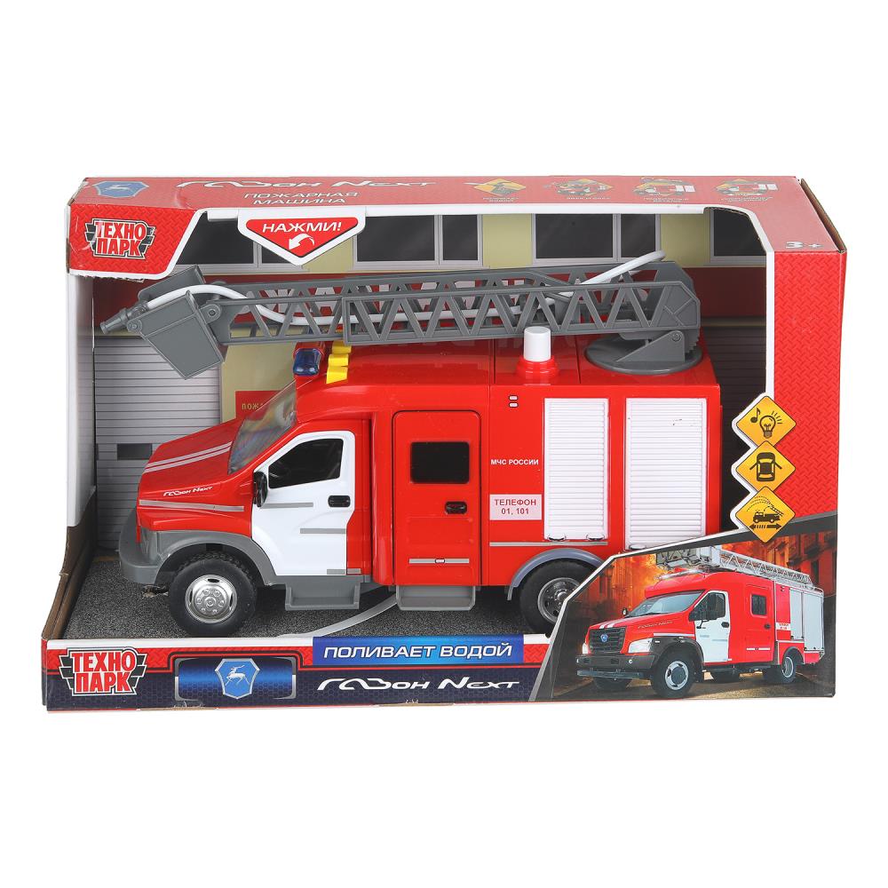 Машина пластик свет-звук Газон Некст Пожарная, 22 см. брызгает Технопарк GAZONTANK-22PLFIR-RD-WOD