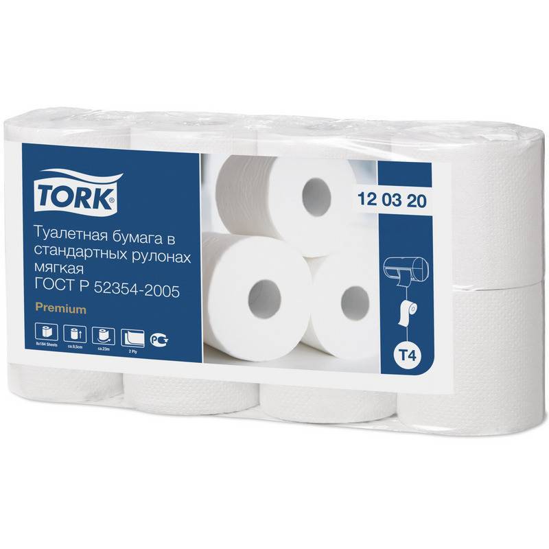 Бумага туалетная Tork T4 2-слойная белая (8 рулонов в уп) 120320 736272