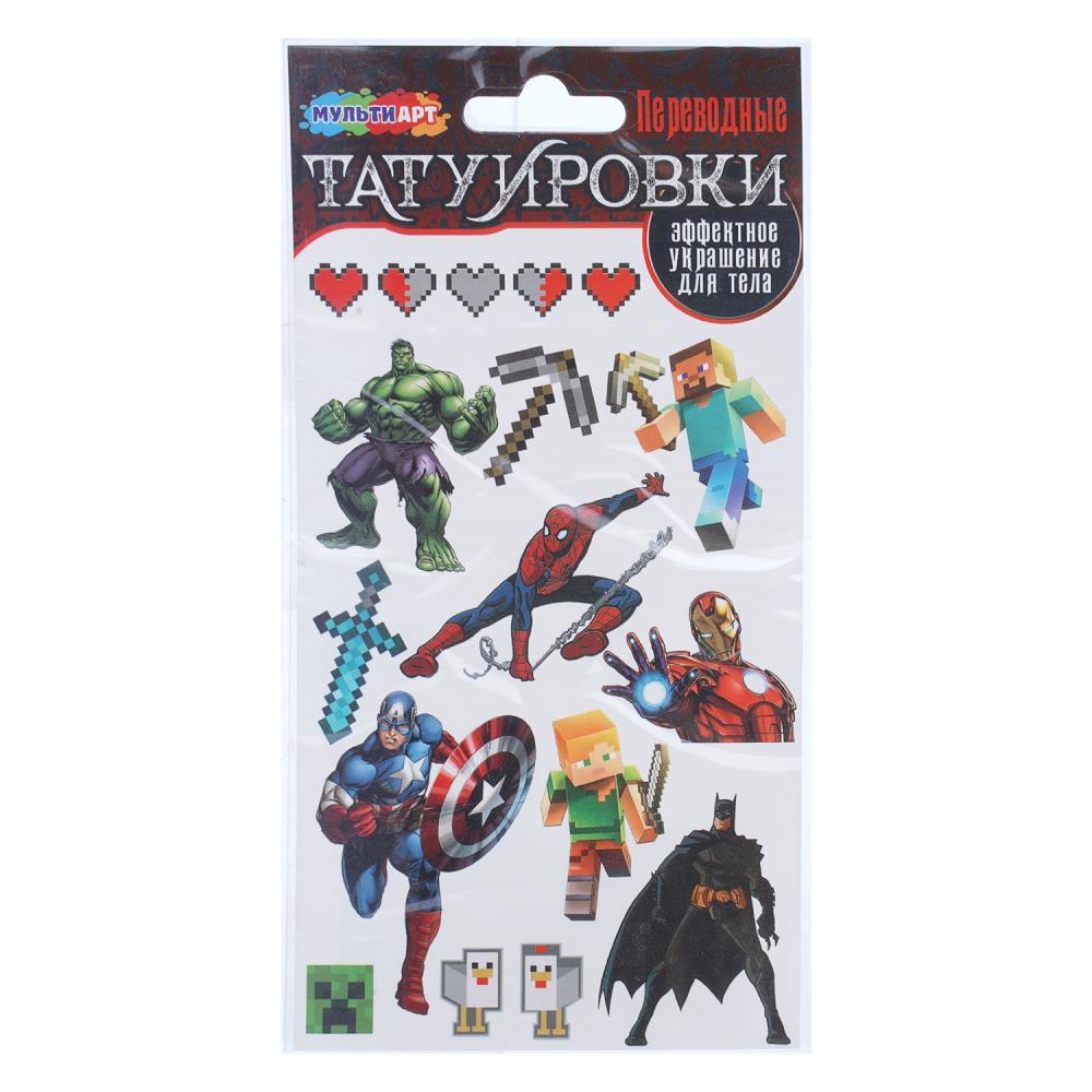 Тату в пакете (1 лист) Супер Герои Vs Майнкрафт МультиАрт TATTOO-133534