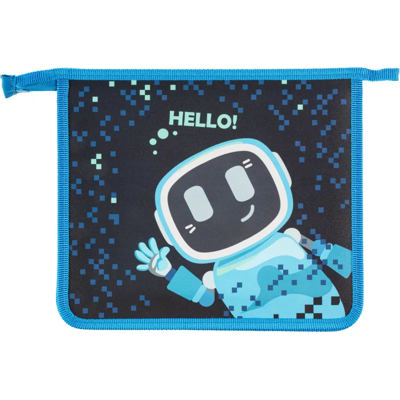 Папка для тетрадей Комус Класс Robot Hello син,А5, молния, пластик, ПТ-735 1557037