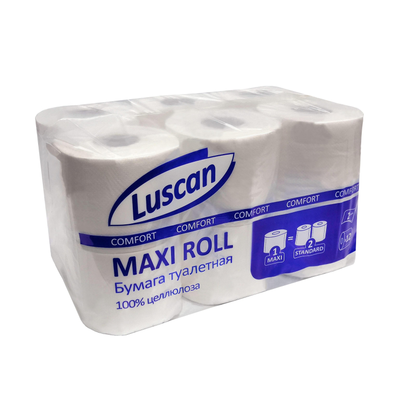 Бумага туалетная Luscan ComfortMax 2сл бел цел 50м 400л 12рул/уп 1519339