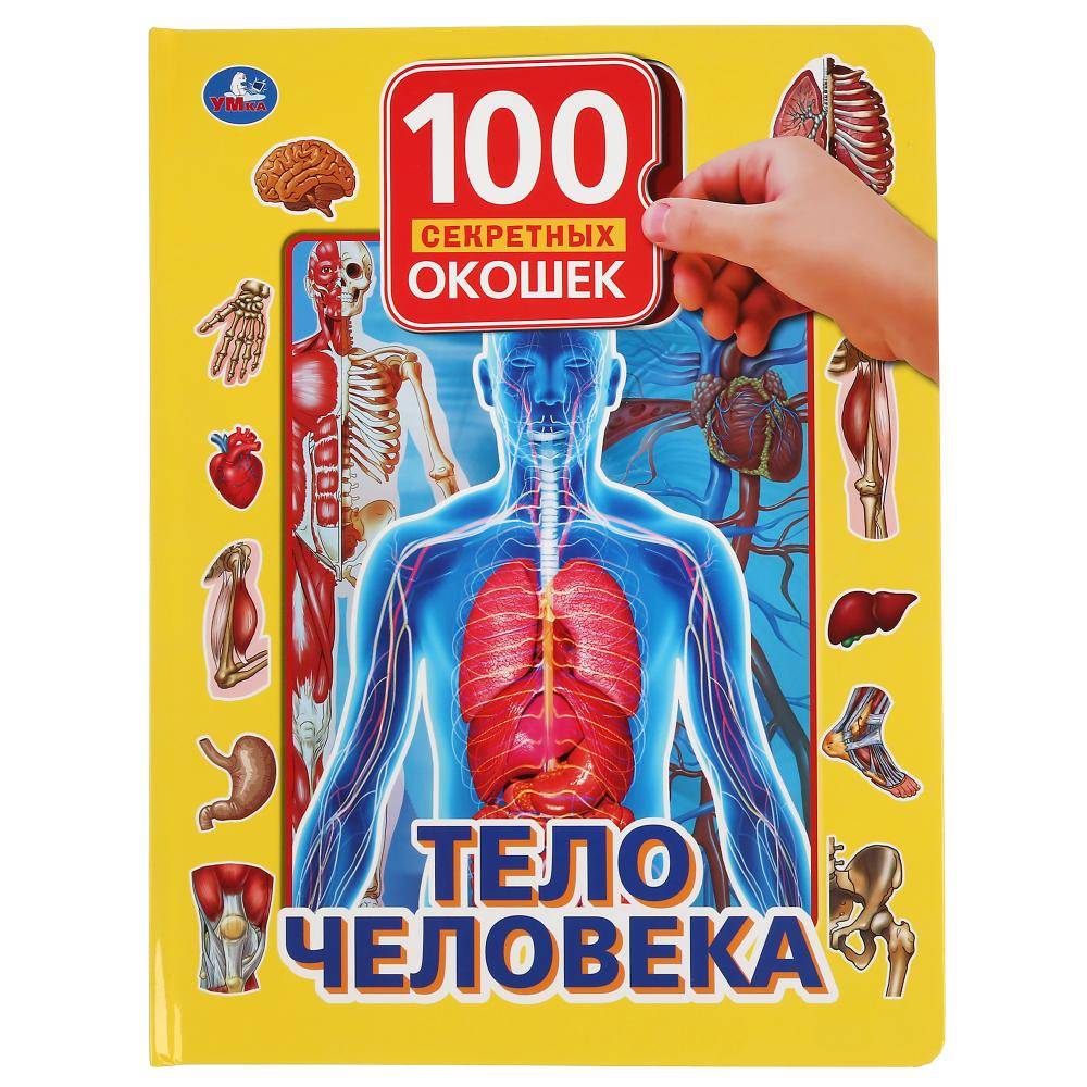 Книга "Тело человека" 100 окошек для малышей Умка 978-5-506-03758-3