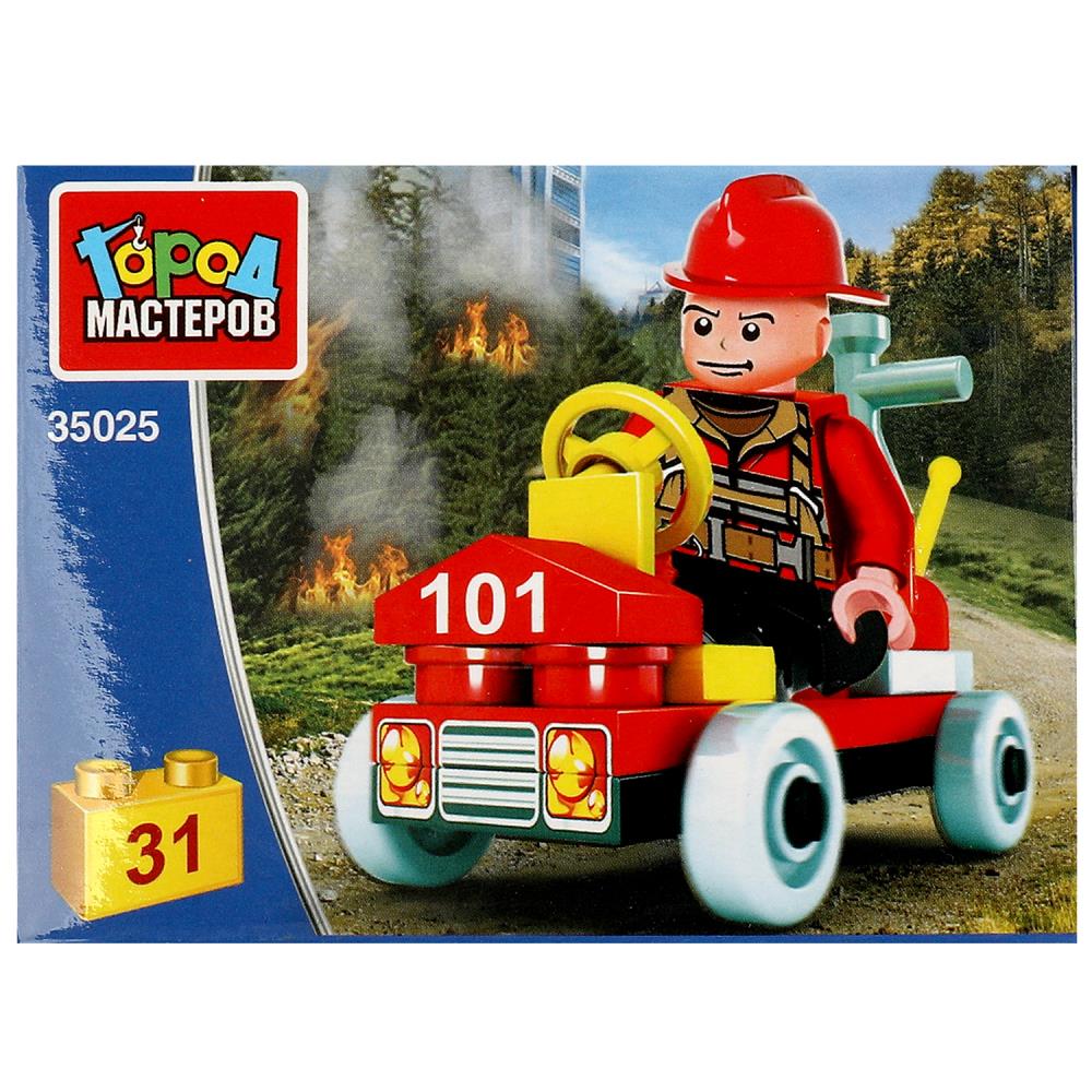 Конструктор Пожарник на машине, 31 дет. Город Мастеров 35025-AA