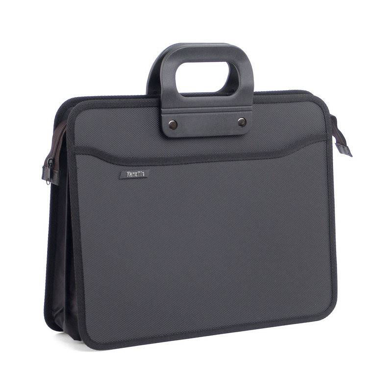 Папка-портфель пластиковая А4+ черная (390x320 мм, 4 отделения, усиленная ручка) Attache 207580