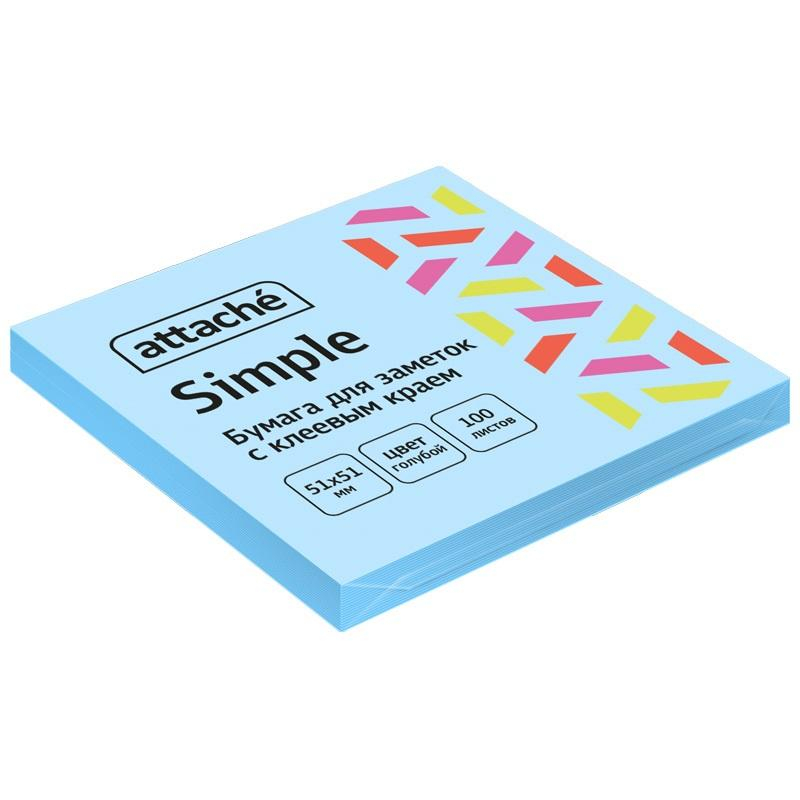 Стикеры Attache Bright colours с клеев.краем 51х51 голубой 100л 1495386