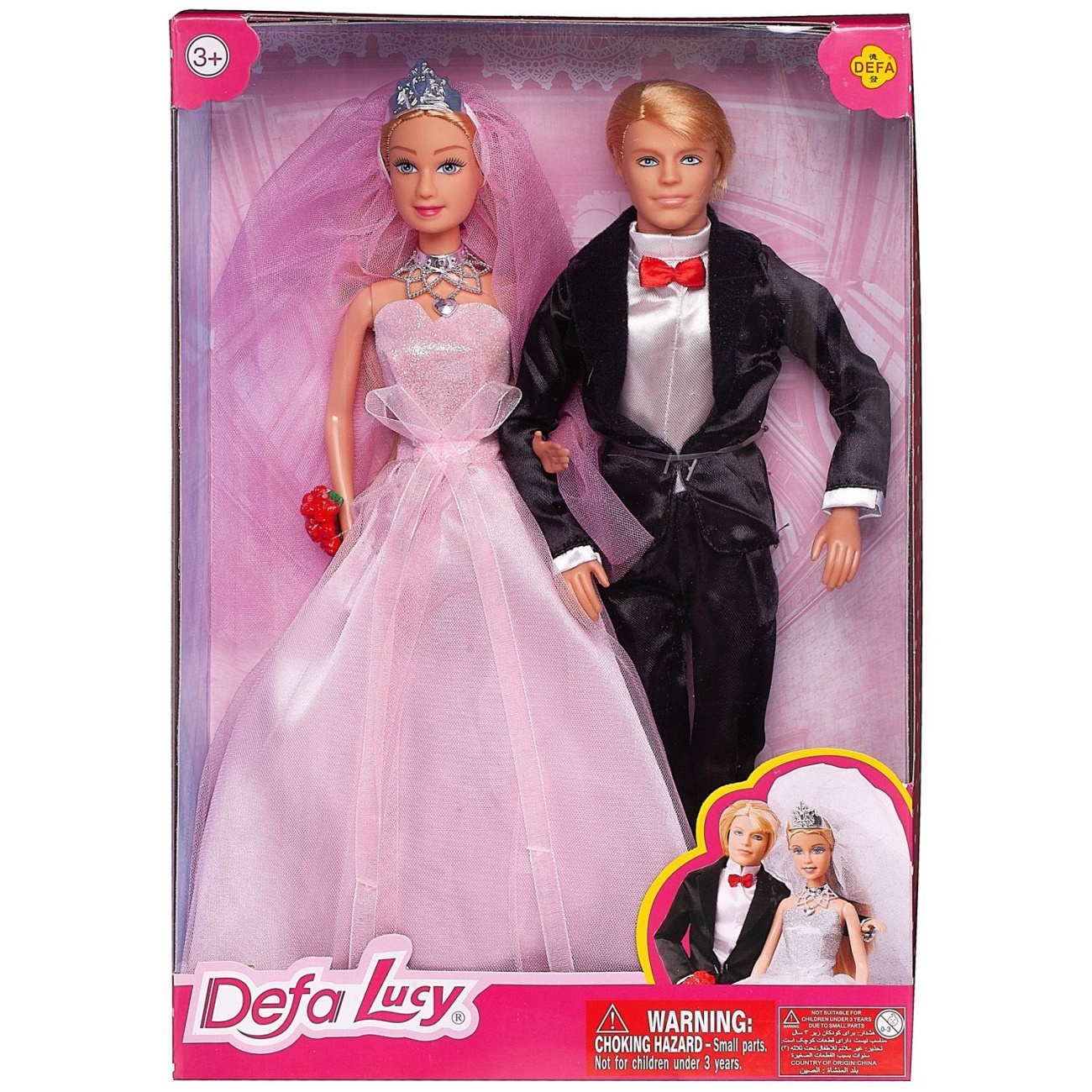 Игровой набор Defa Lucy Жених и невеста в розовом платье, 29 и 30 см 8305d/розовое