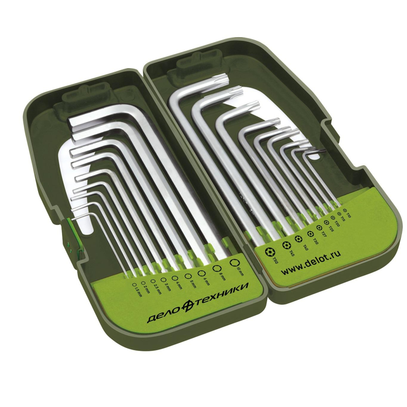 Набор ключей Дело Техники 1.5,2,2.5,3,4,5,6,8,10 мм и TORX 18 шт (564518) 1530994