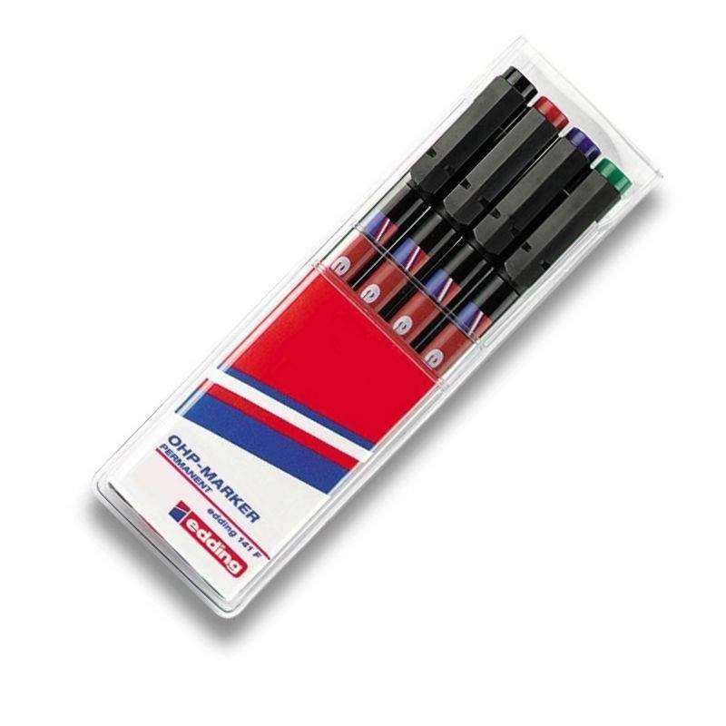 Набор маркеров Edding E-141 F/4 для глянцевых поверхностей и пленок 4 цвета (0.6 мм) E-141/4S 45540