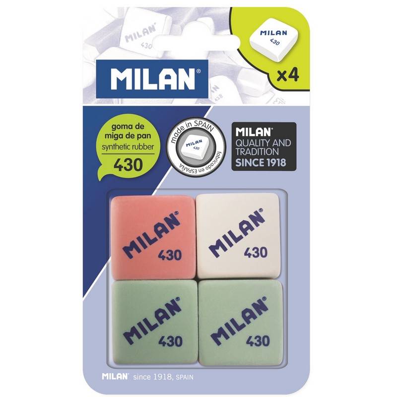 Ластик Milan 430 каучуковый 49х23х9 мм (4 штуки в уп) BMM9215 973166