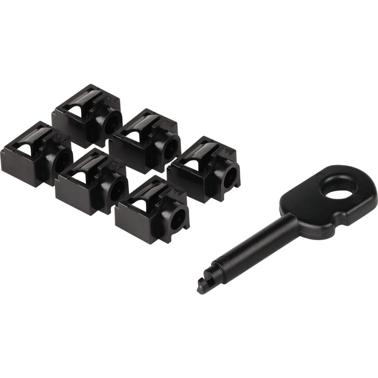 Вставка заглушек порта RJ-45 LANMASTER LAN-SEC45-PL-SET-BK 6шт/уп+ключ чер 2414401