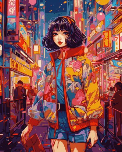 Набор д/творчества LORI Картина по номерам холст на подрамнике Японский переулок 40х50см Рх-160