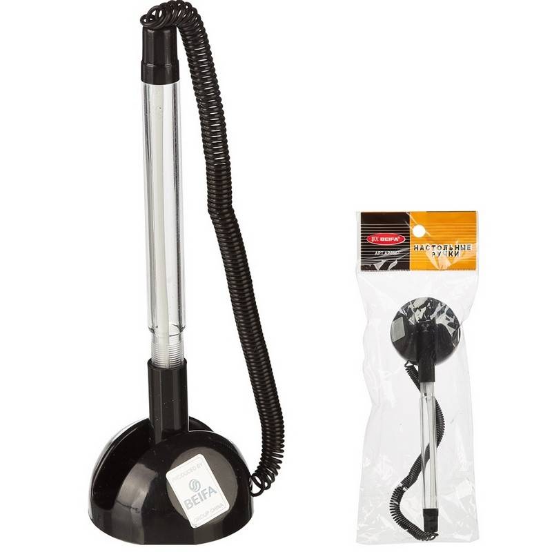 Ручка шариковая на подставке Beifa цвет чернил синий с пружиной (толщина линии 0,5 мм) 2907