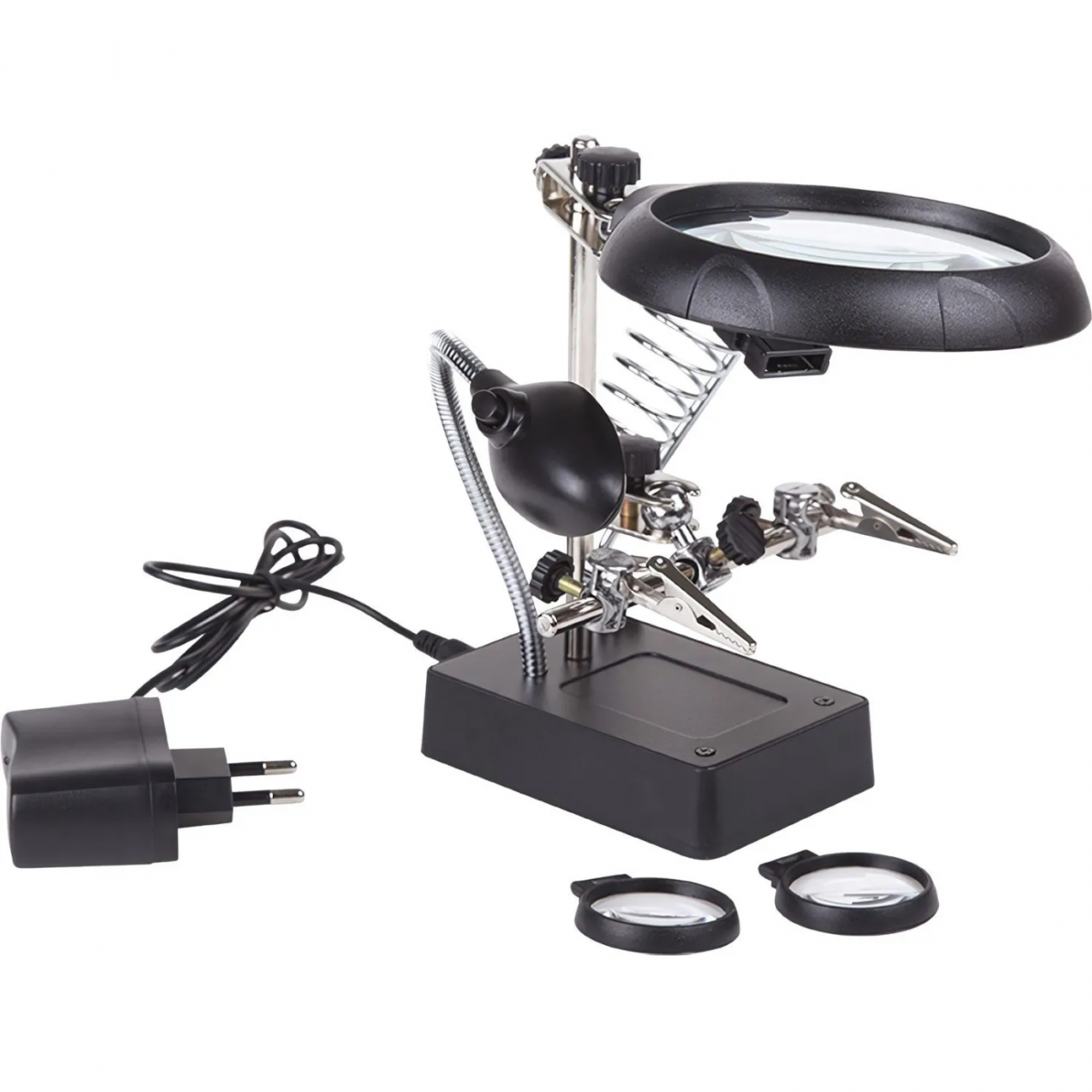 Держатель Третья рука с лупой х2.5, LED подсветка REXANT (12-0250) 1075889