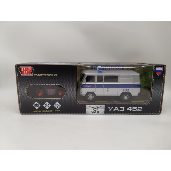 Машина р/у Уаз 452 Полиция, 18 см, серебряный Технопарк 452-18RCL-POL-GY (48)