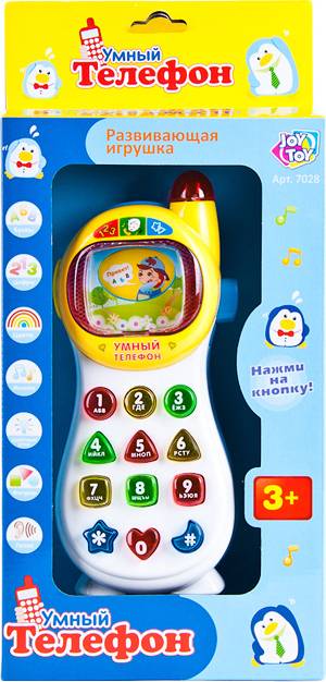 Телефон обучающий на батарейках (свет, звук) на русском 7028, игрушка (в асс) PlaySmart A848-H33002